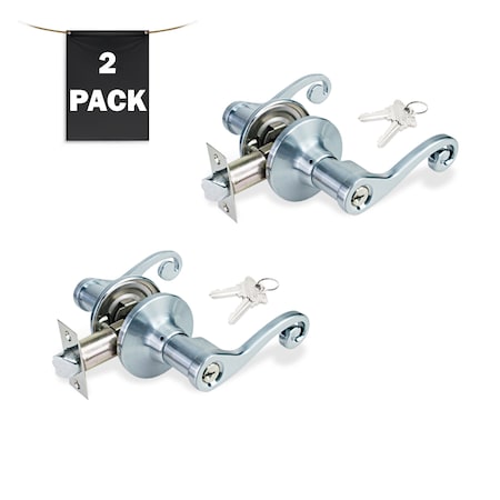 Premier Lock Decorative Entry Door Lever Lock Set Set of 2, Keyed Alike, Satin Nickel, 2PK LEV06X-2
